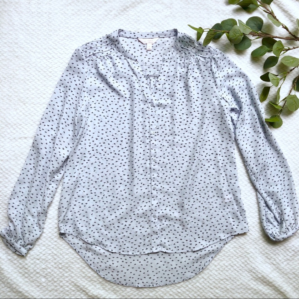LC Lauren Conrad Blue Pintuck Blouse
